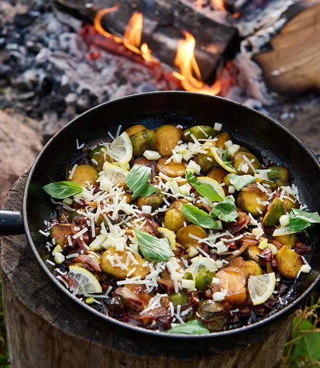 Stekt brysselkål med guanciale och citron