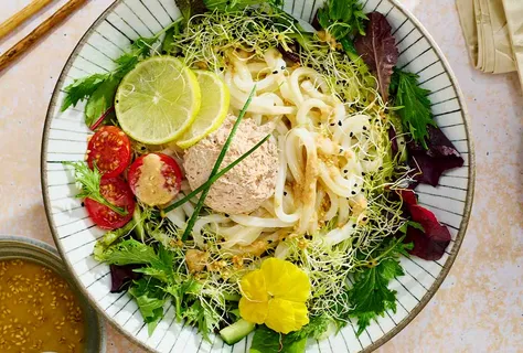 Udon-nudelsallad i orientalisk stil