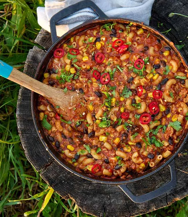 Chili mac med kyckling och cheesy mac 'n' cheese