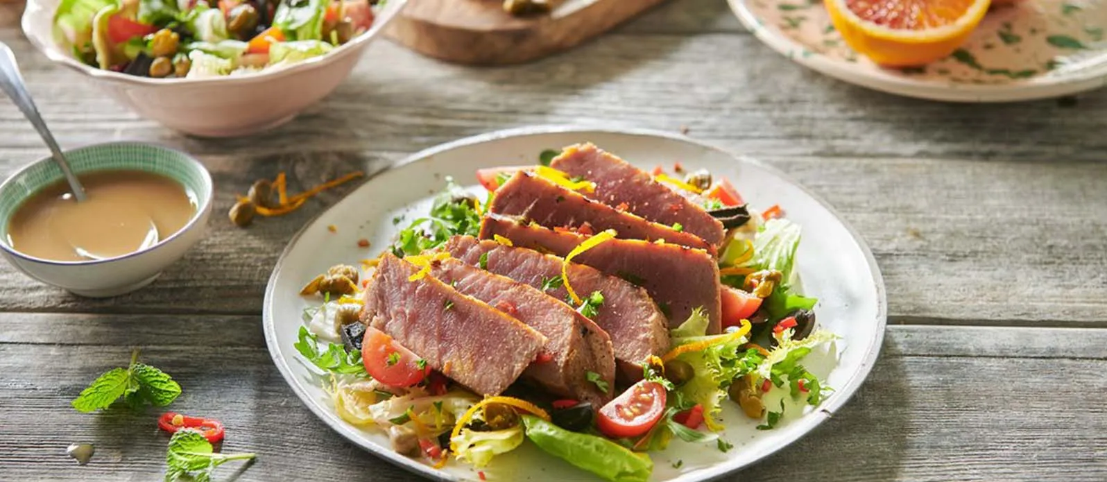 Grillad tonfisk & sallad