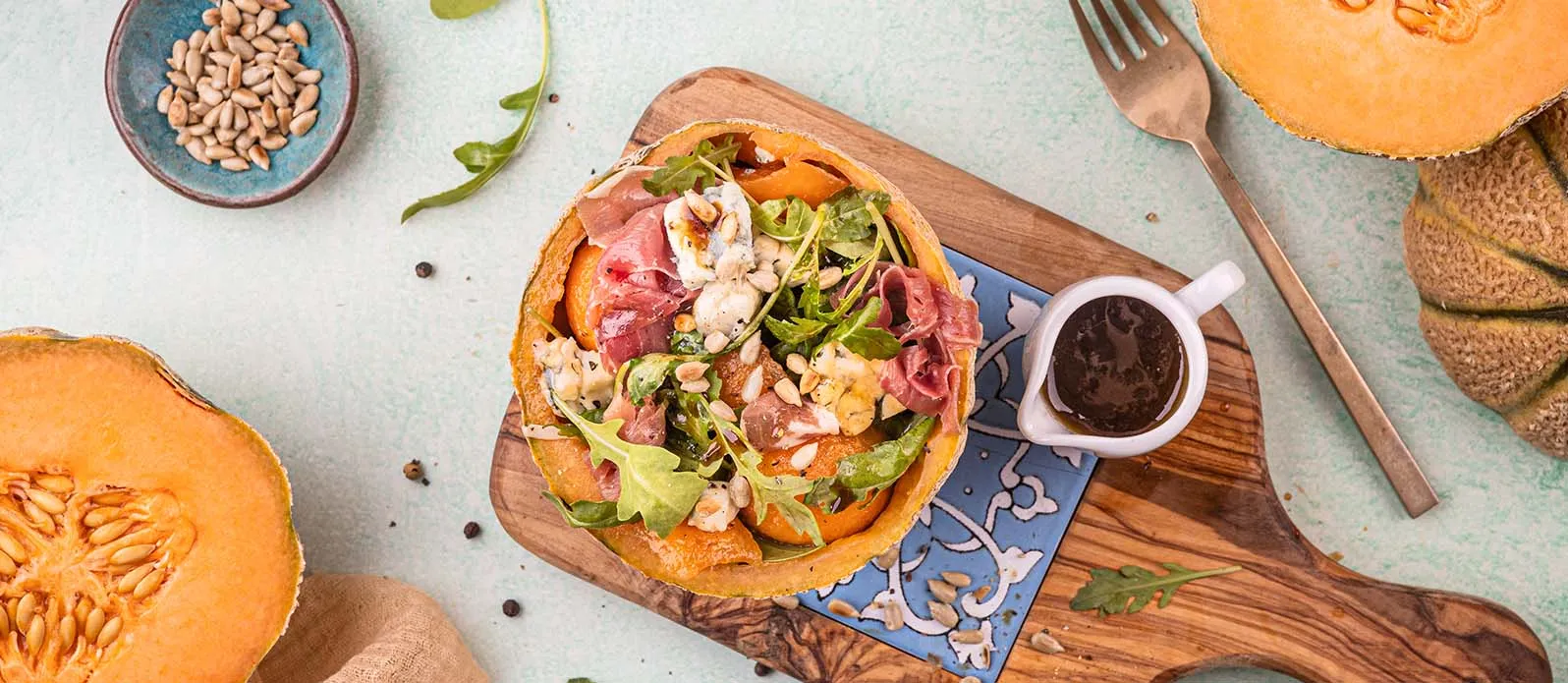 Ruccolasallad med melon och parmaskinka