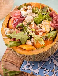 Ruccolasallad med melon och parmaskinka