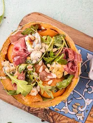 Ruccolasallad med melon och parmaskinka