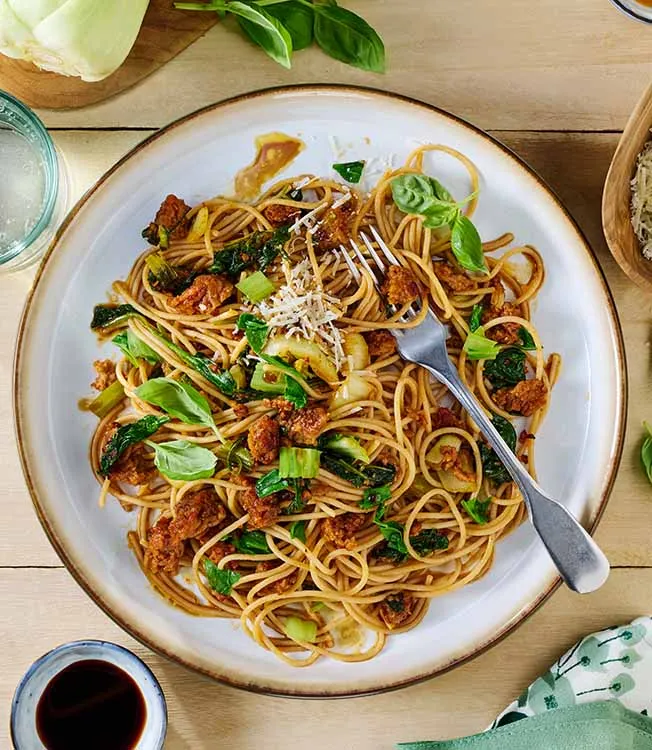Stark vegetarisk spagetti