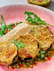 Aubergine piccata med kryddig ponzudressing