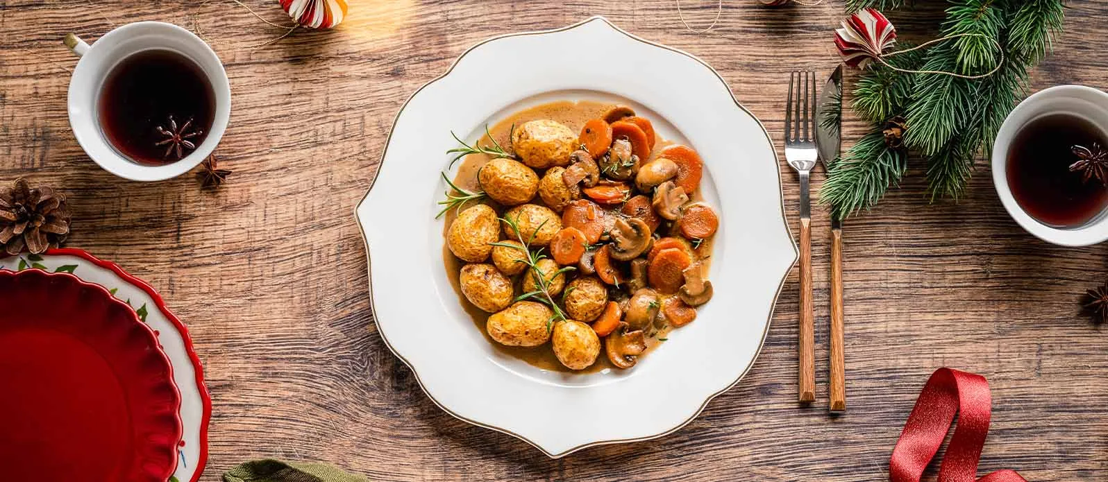 Vegetarisk gryta med svamp och mörk öl