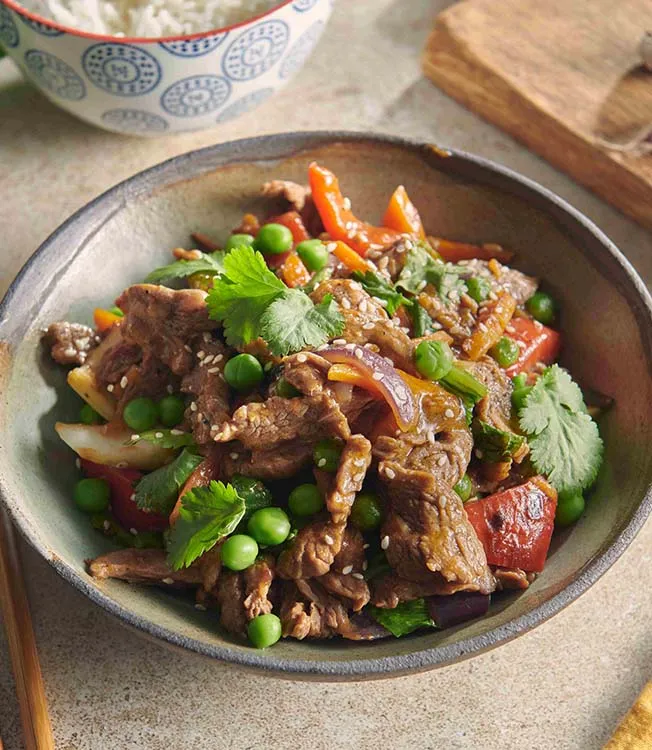 Kryddstark wok med nötkött