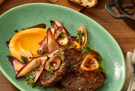 Hjortkött ossobuco med sötpotatispuré