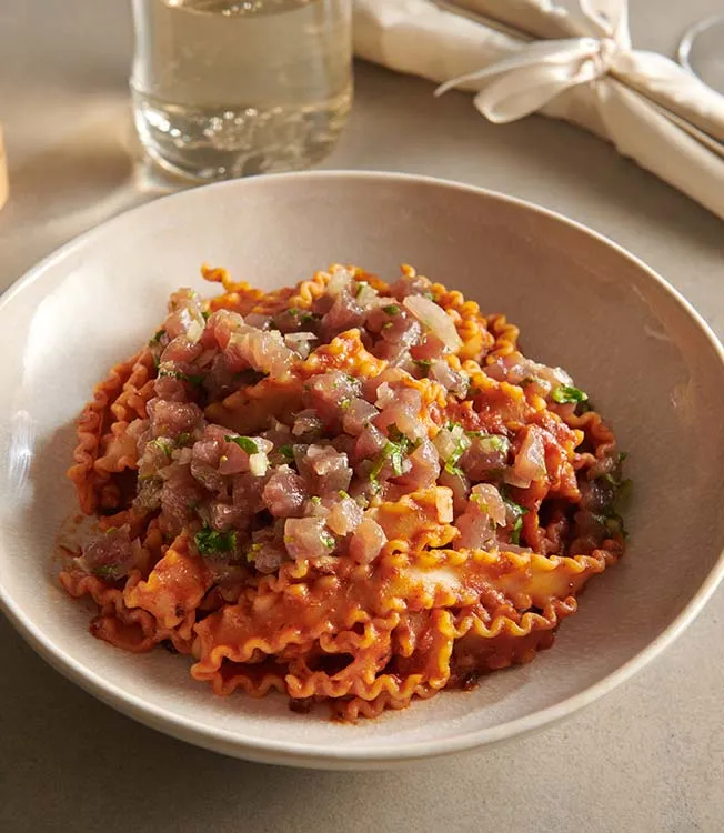 Mafaldine med tonfisktartar och chipotlesås