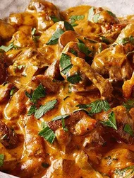 Svamp stroganoff med sojasås