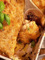 Kryddig biff- och spenatlasagne
