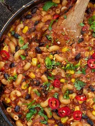 Chili mac med kyckling och cheesy mac 'n' cheese