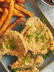 Stekt svamp à la tonkatsu med sötpotatischips