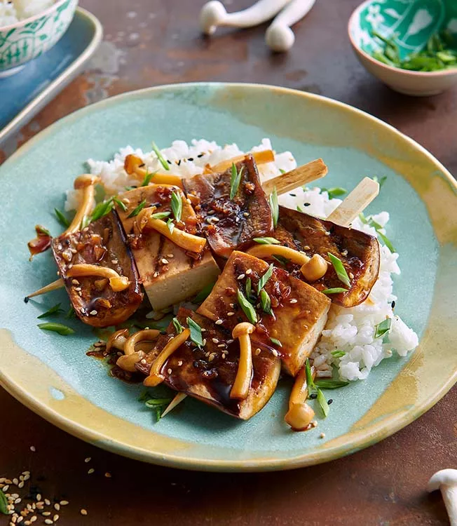 Tofu- och auberginespett
