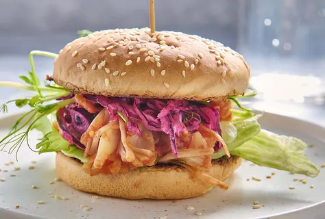 Jackfruktburgare à la pulled pork