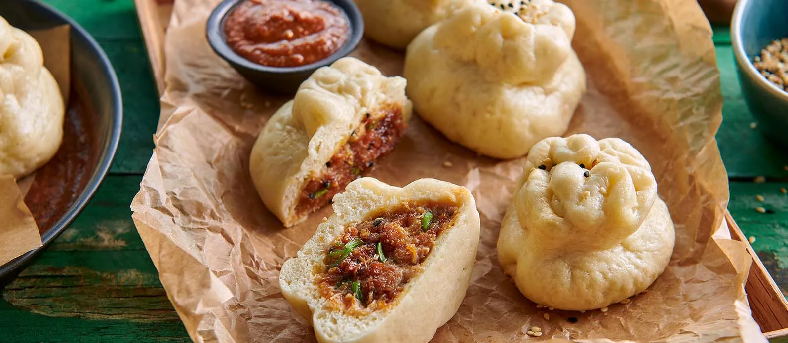 Asiatiska Bao-bullar med krabbakött