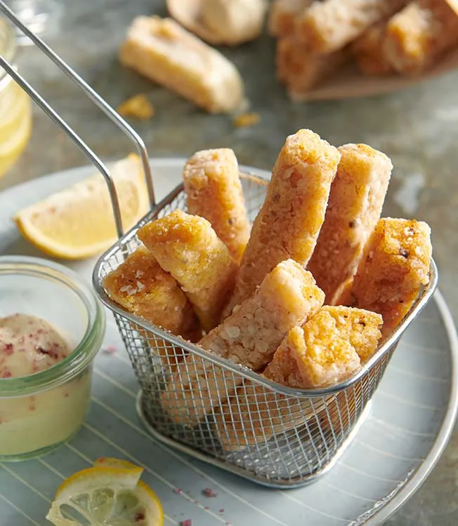 Umami polentachips med citrusmajonäs