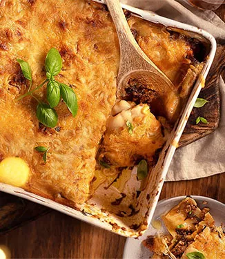 Kryddig biff- och spenatlasagne