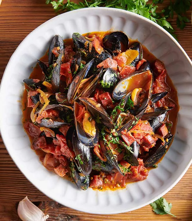 Spansk mussel- och chorizogryta