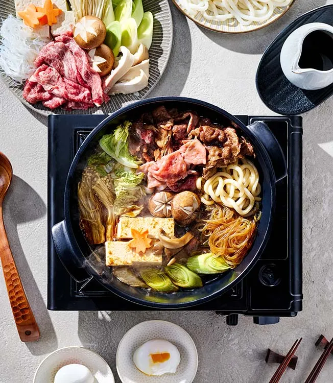 Sukiyaki med nötkött och tofu