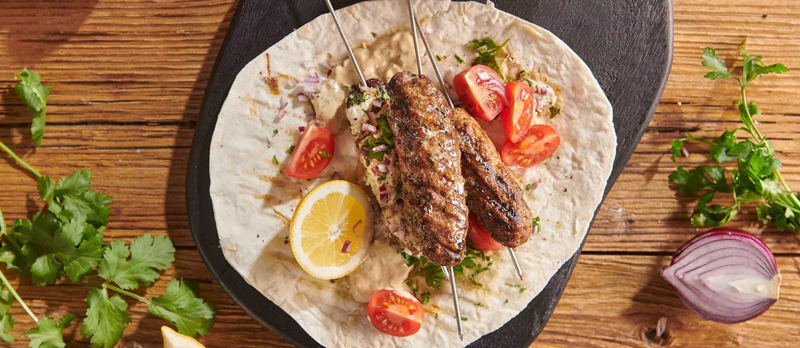 Lammkebab marinerad i sojasås med inspiration från Mellanöstern