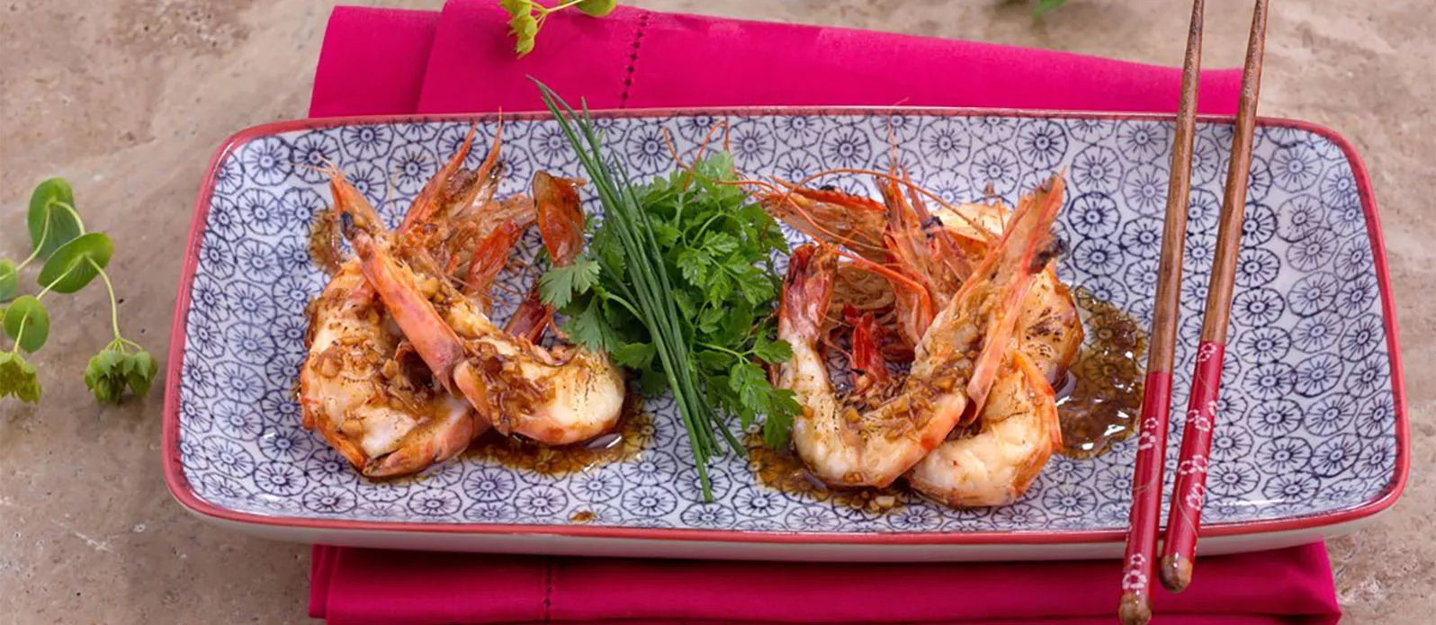 Gambas med pikant sojasås