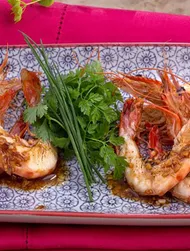 Gambas med pikant sojasås