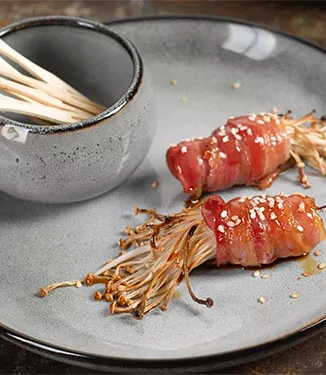 Enoki-bacon-wraps