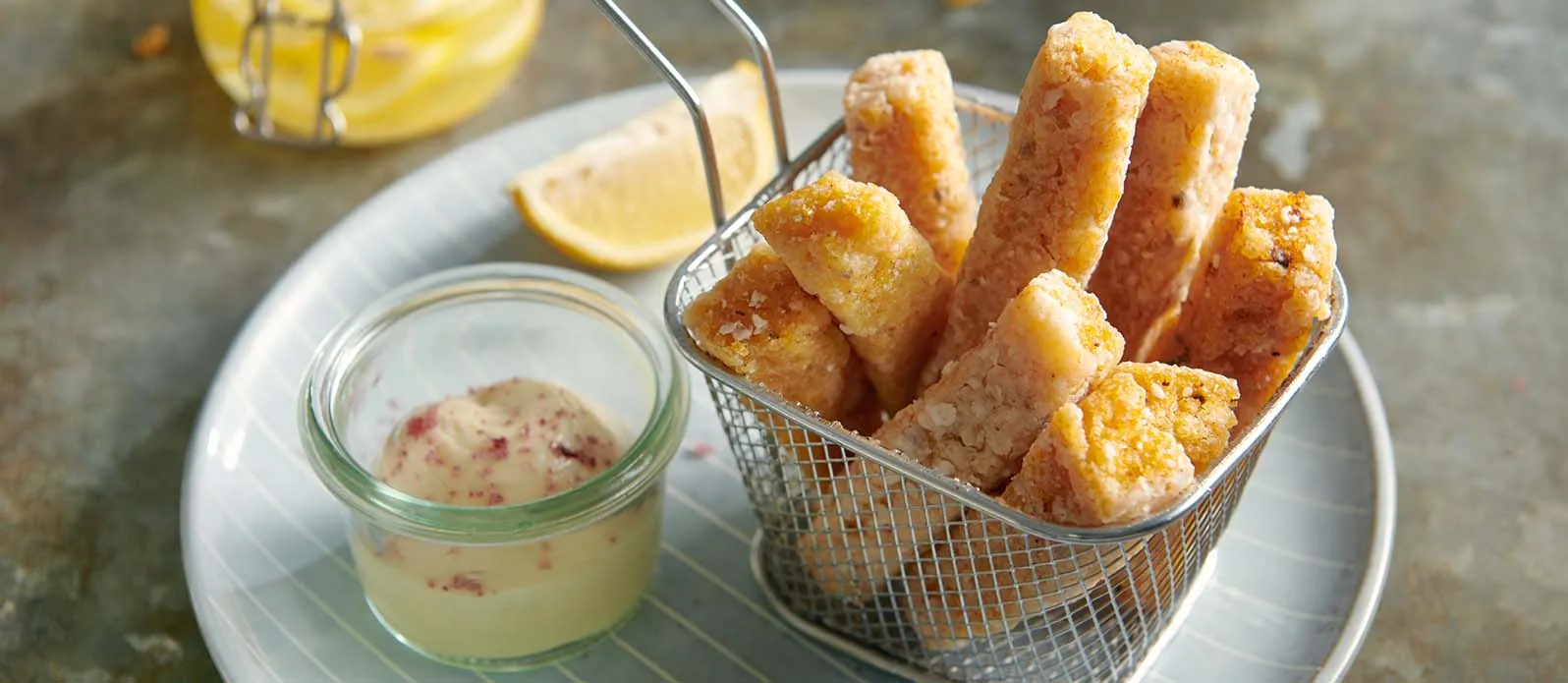Umami polentachips med citrusmajonäs