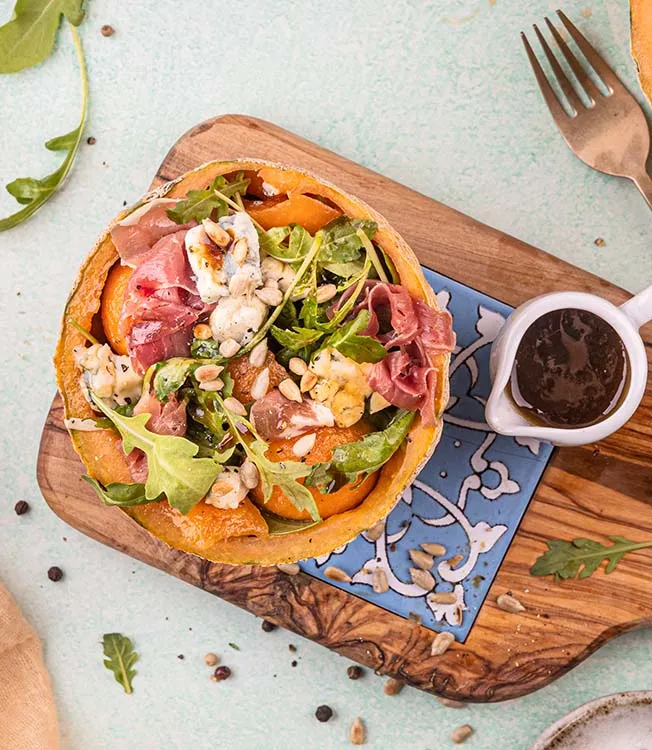 Ruccolasallad med melon och parmaskinka