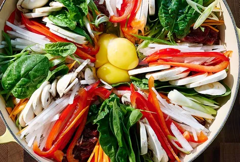 Koreansk jeongol hot pot – sukiyaki-stil