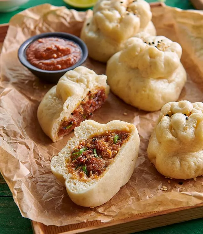 Asiatiska Bao-bullar med krabbakött