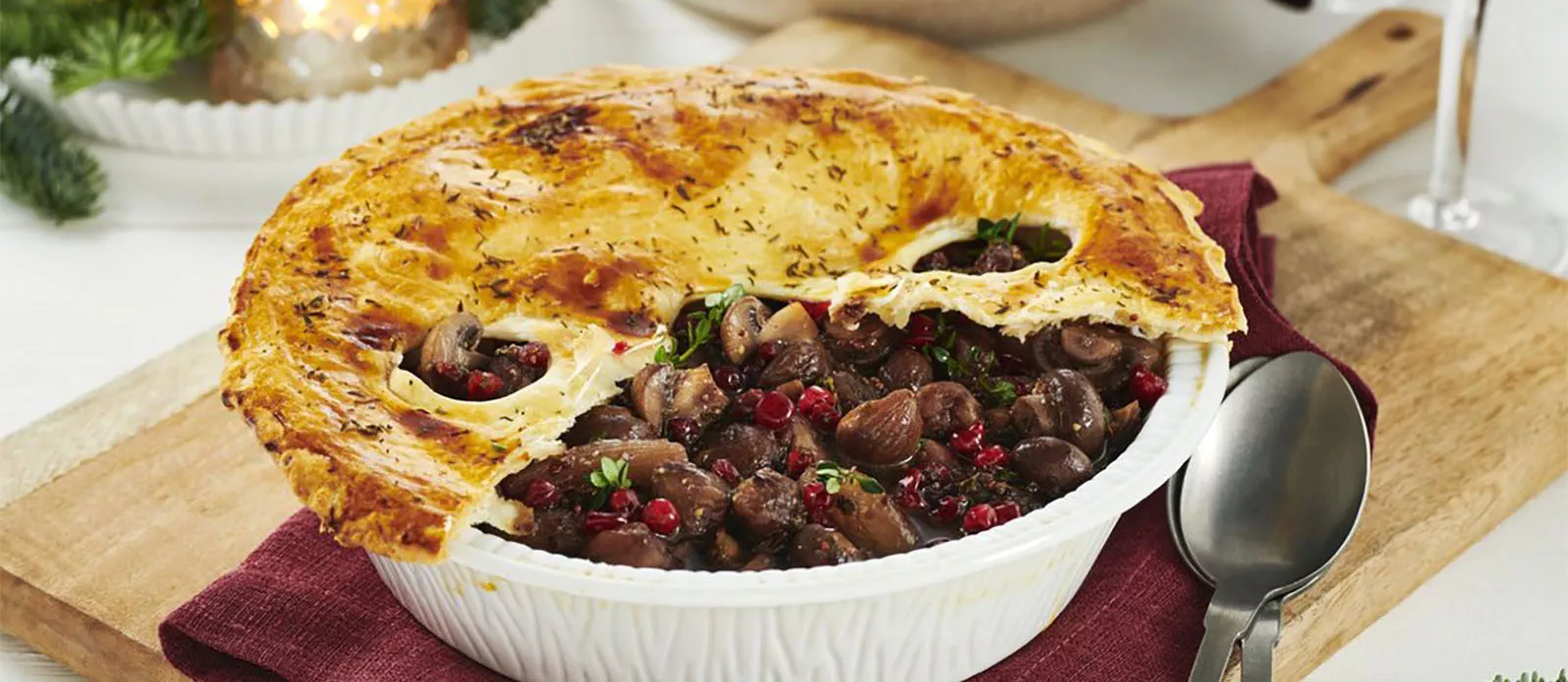 Kryddig paj med kastanj-svamp-fyllning