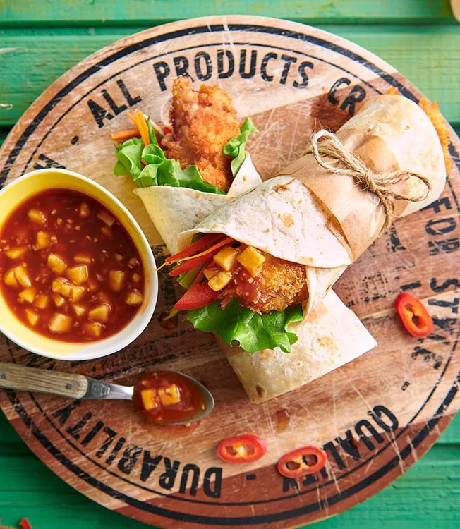 Kyckling Katsu wrap med sötsur sås
