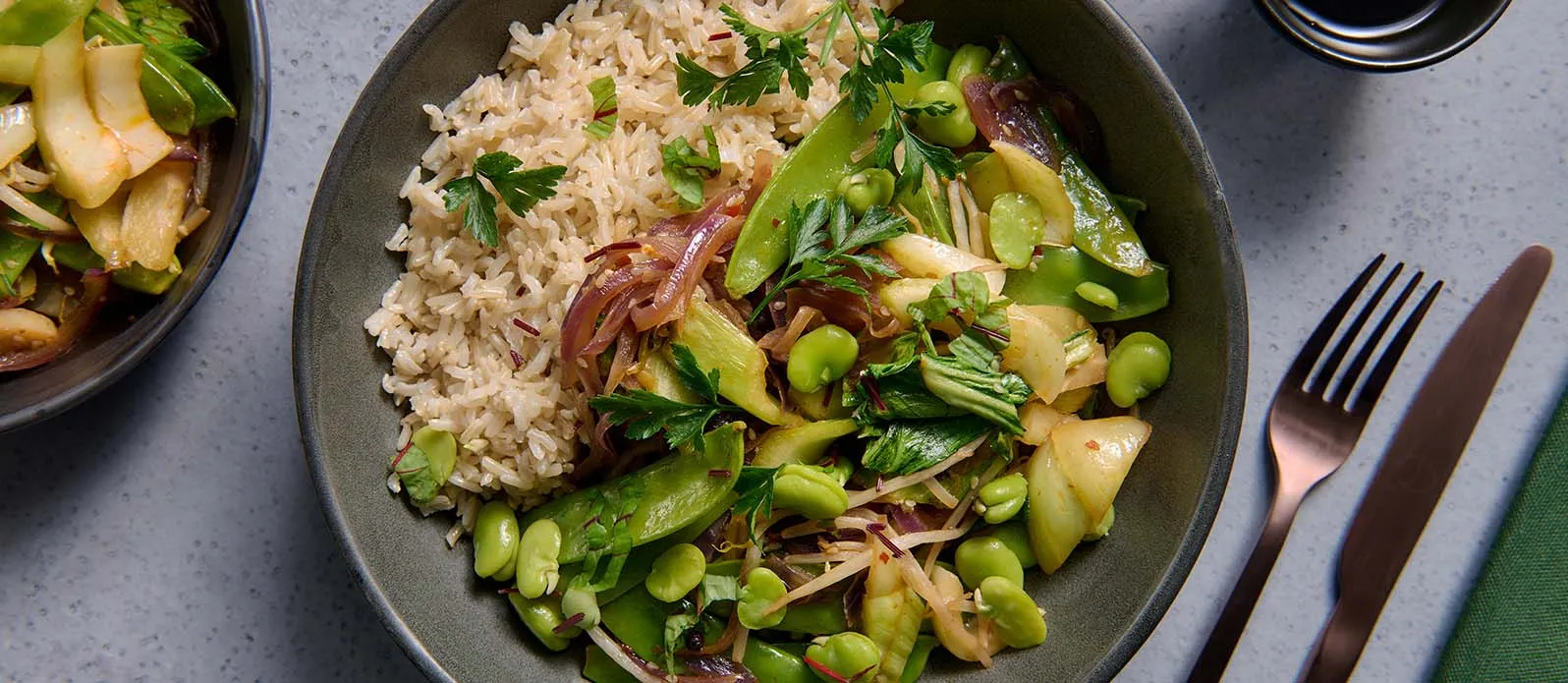 Stekt ris med bondbönor & sojasås