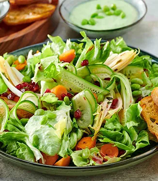 Endivesallad och cikoriasallad med Ponzu granatäppeldressing