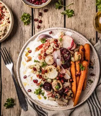 Grillad grönsaks- och burrata couscous