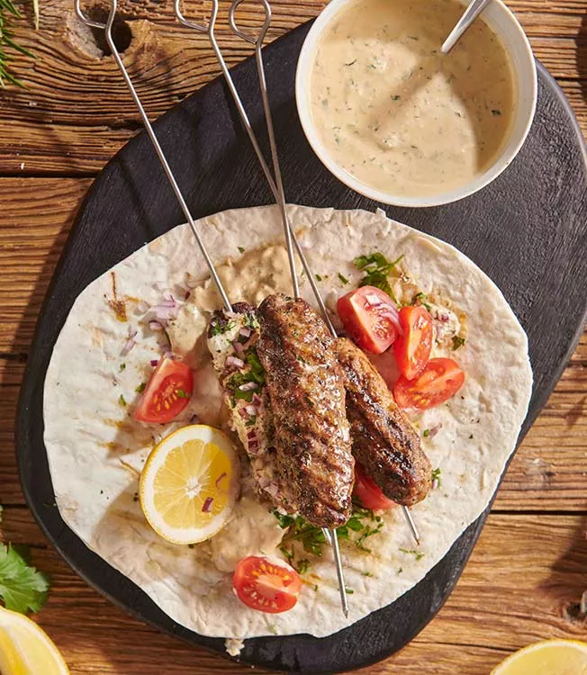 Lammkebab marinerad i sojasås med inspiration från Mellanöstern