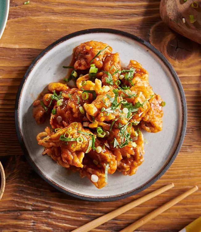 Krispiga musslor i buffalo style med ponzu och chiliglasyr