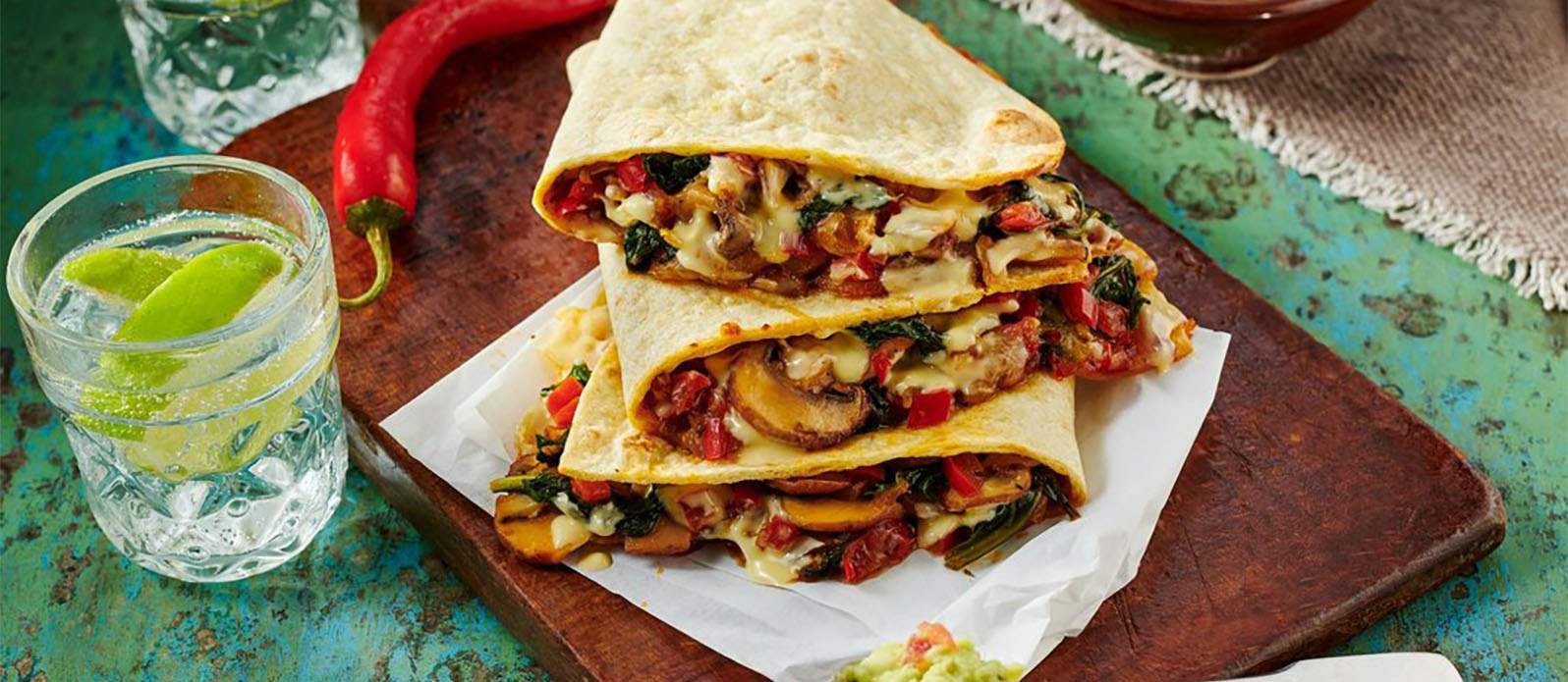 Enkla ost-quesadillas med svamp