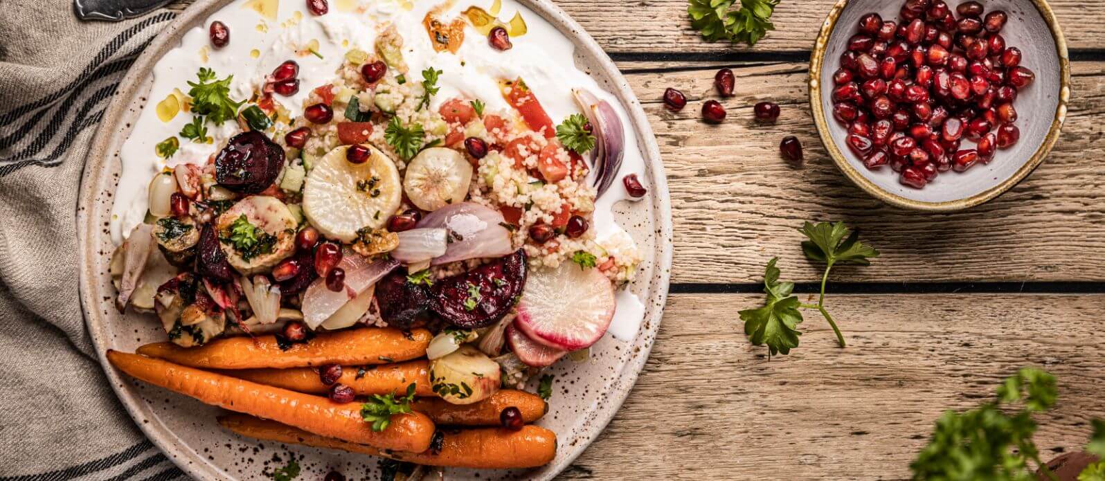 Grillad grönsaks- och burrata couscous
