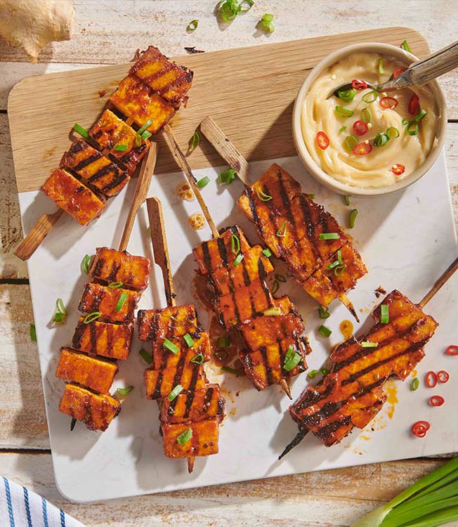 Teriyaki-marinerade tofuspett