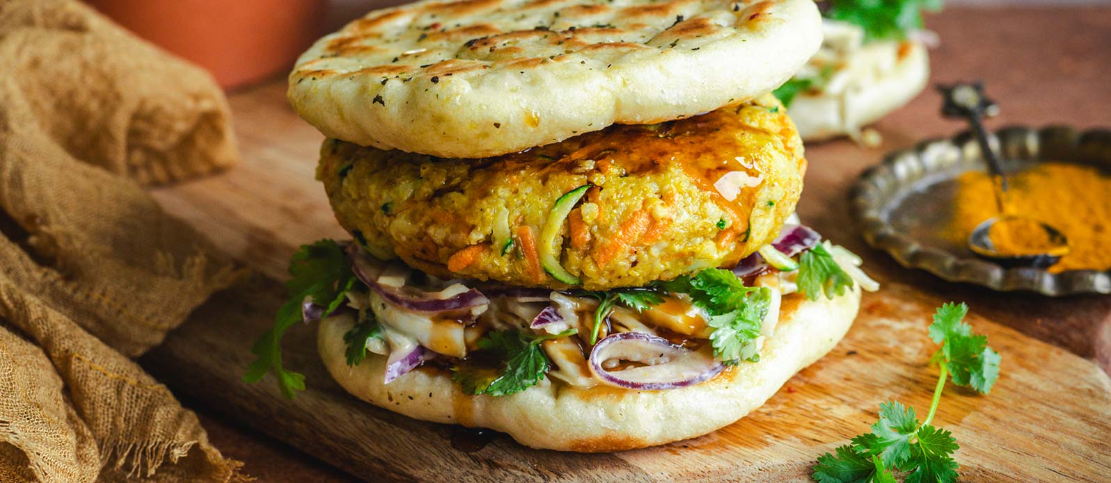Exotisk indisk veggieburgare