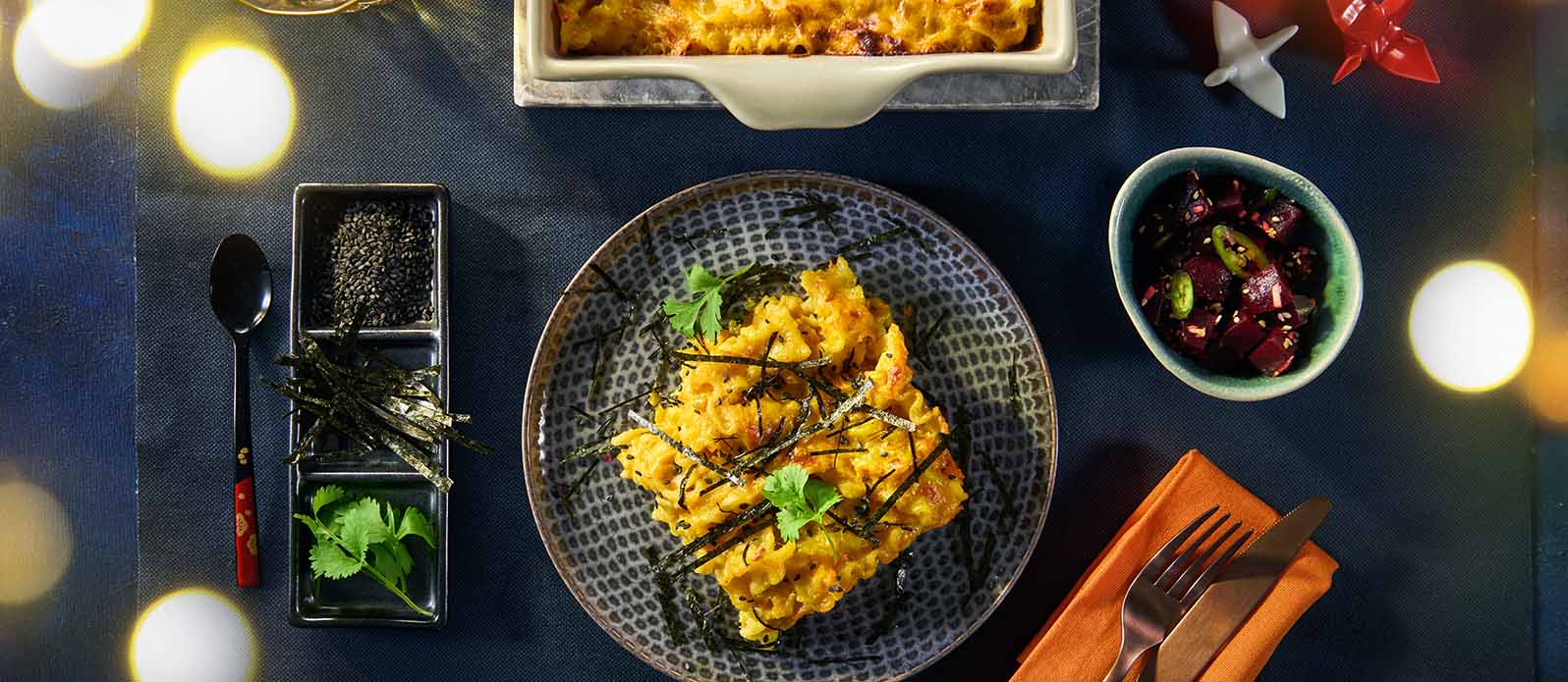 Pumpagryta med pasta och nori