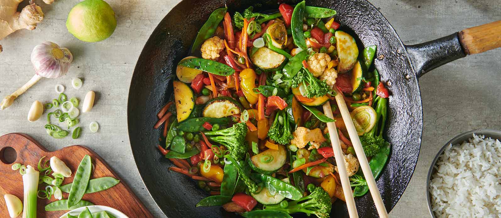 Sweet & sour vegetarisk wok