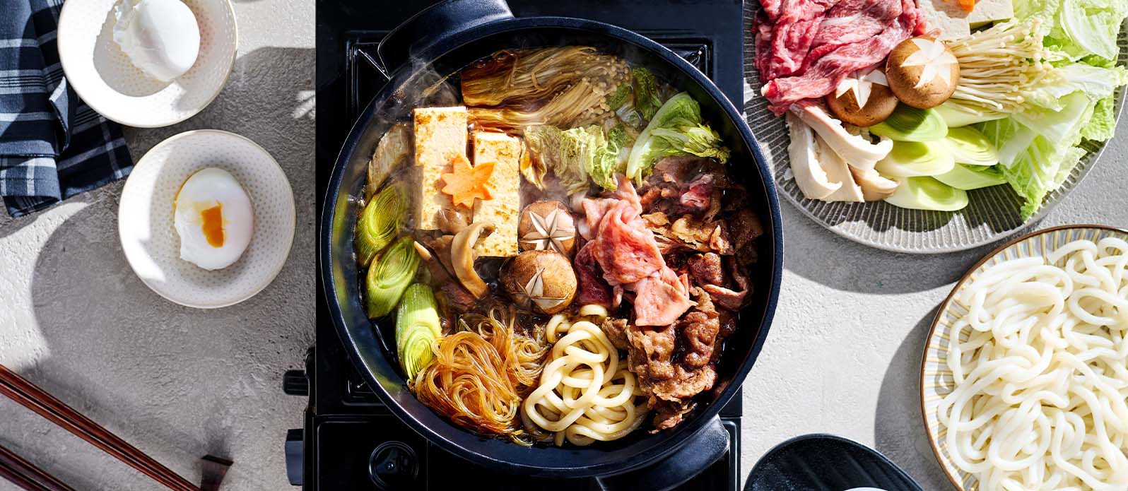 Sukiyaki med nötkött och tofu