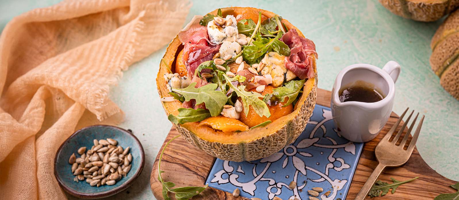 Ruccolasallad med melon och parmaskinka