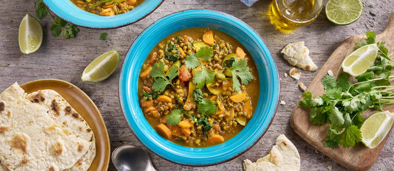 Grön Mung Dal med spenat och citron