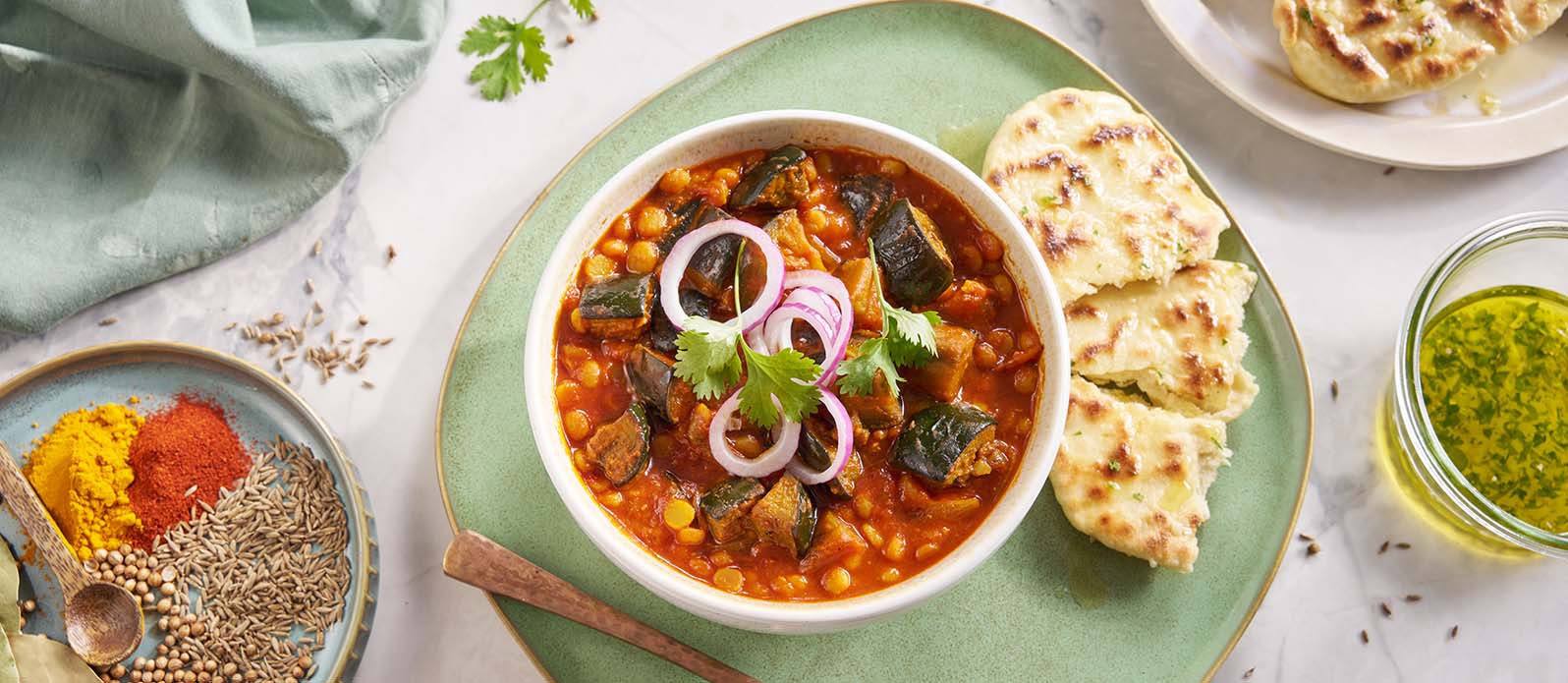 Rökig chana dal med aubergine