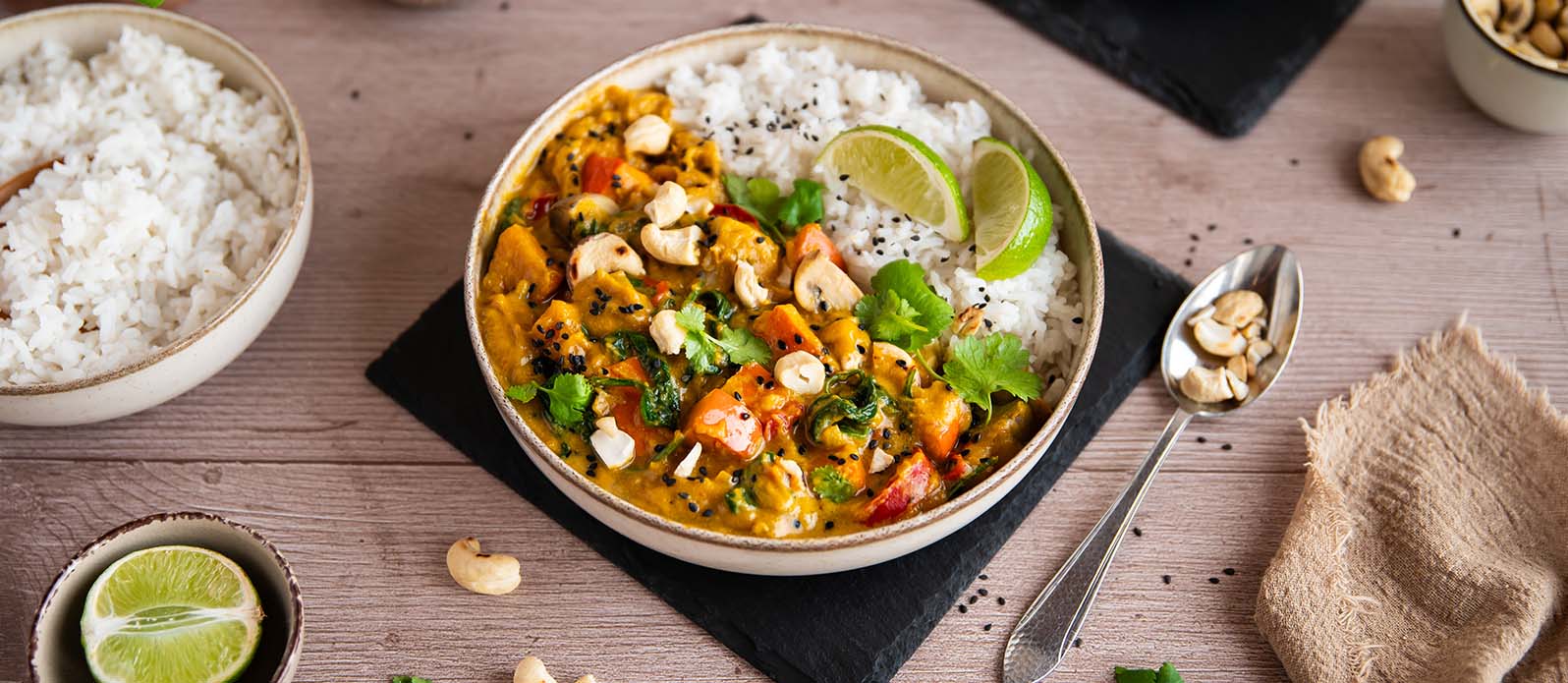 Vegansk grön curry med pumpa och spenat